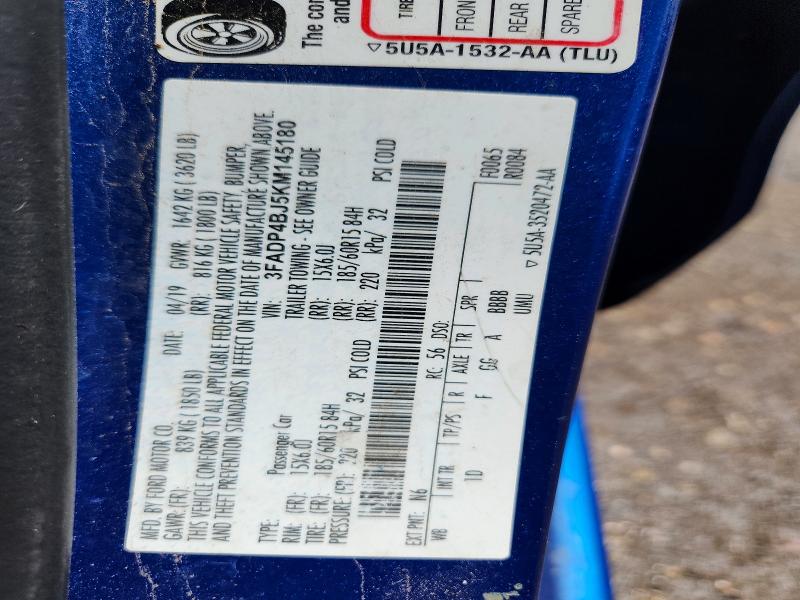 Продажа на аукционе авто 2019 Ford Fiesta, vin: 3FADP4BJ5KM145180, номер лота: 62592906