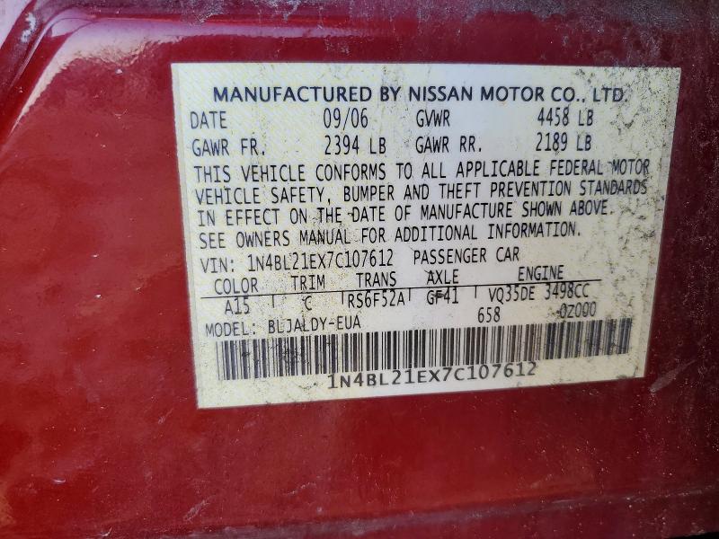 Aukcja sprzedaży 2007 Nissan Altima, vin: 1N4BL21EX7C107612, numer aukcji: 60435156