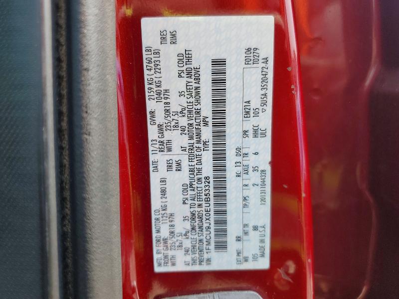 2014 Ford Escape მანქანა იყიდება აუქციონზე, vin: 1FMCU9JX0EUB53328, აუქციონის ნომერი: 63244886