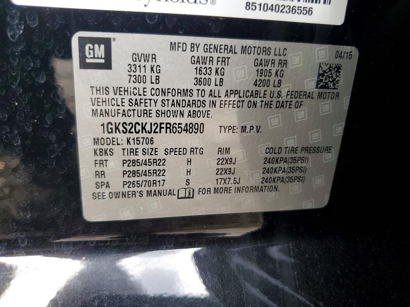 2015 Gmc Yukon მანქანა იყიდება აუქციონზე, vin: 1GKS2CKJ2FR654890, აუქციონის ნომერი: 58262556