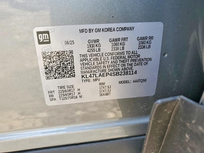 2025 Buick Envista მანქანა იყიდება აუქციონზე, vin: KL47LAEP4SB238114, აუქციონის ნომერი: 60158076