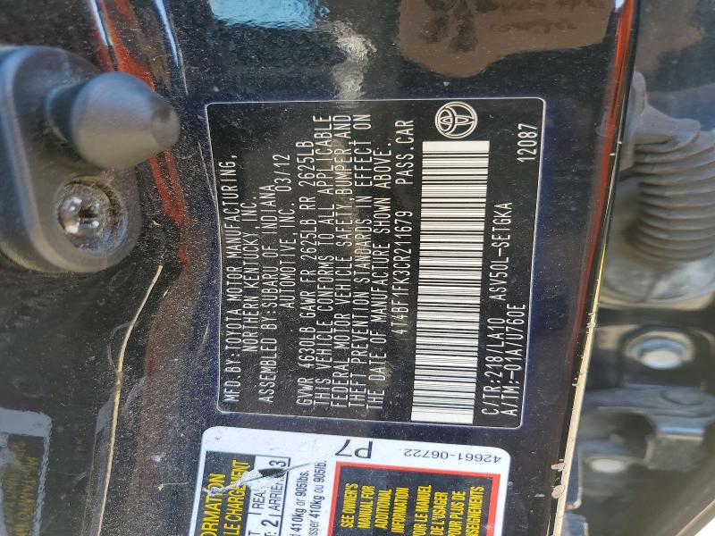 2012 Toyota Camry მანქანა იყიდება აუქციონზე, vin: 4T4BF1FK3CR211679, აუქციონის ნომერი: 60946256