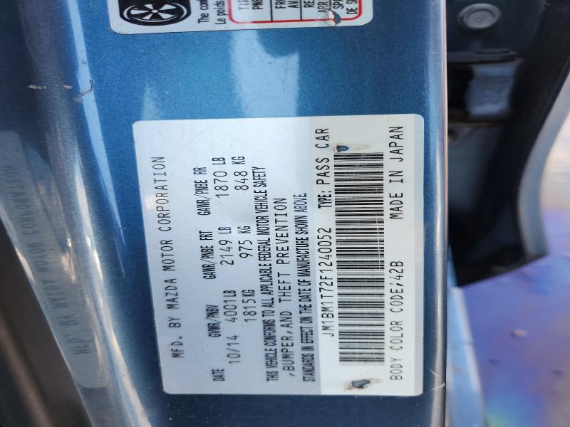 2015 Mazda 3 მანქანა იყიდება აუქციონზე, vin: JM1BM1T72F1240052, აუქციონის ნომერი: 62292436