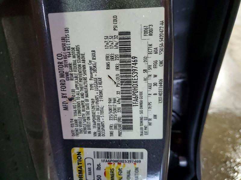 63373216 :رقم المزاد ، 1FA6P0HDXE5397469 vin ، 2014 Ford Fusion مزاد بيع