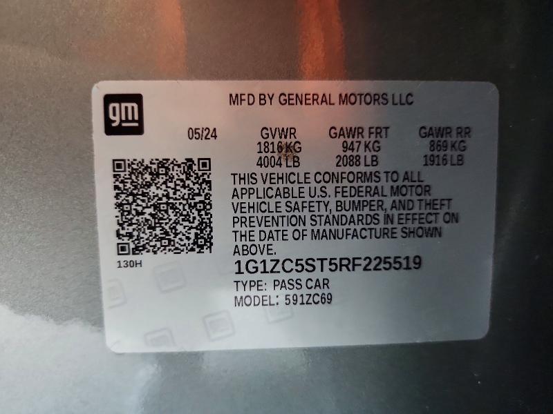 Aukcja sprzedaży 2024 Chevrolet Malibu, vin: 1G1ZC5ST5RF225519, numer aukcji: 61816486