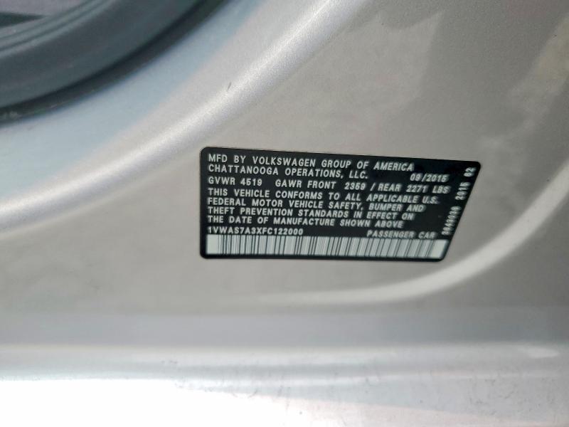 Продажа на аукционе авто 2015 Volkswagen Passat, vin: 1VWAS7A3XFC122000, номер лота: 61425546