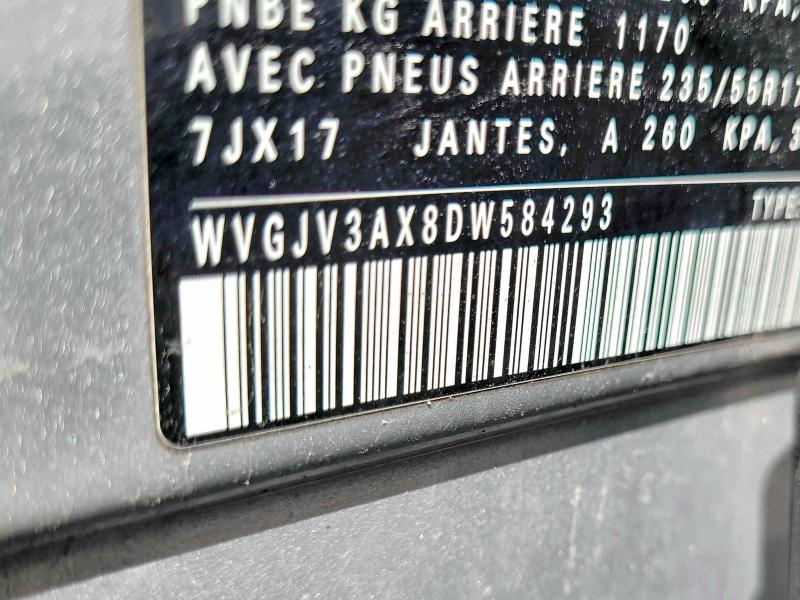 62058226 :رقم المزاد ، WVGJV3AX8DW584293 vin ، 2013 Volkswagen Tiguan مزاد بيع