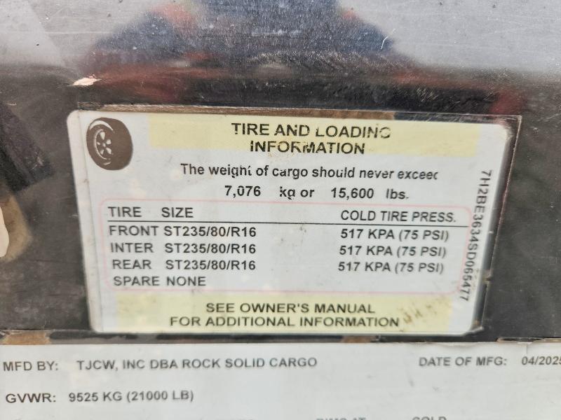 Продаж на аукціоні авто 2025 Rock Solid Cargo, vin: 7H2BE3634SD065477, номер лоту: 61561786
