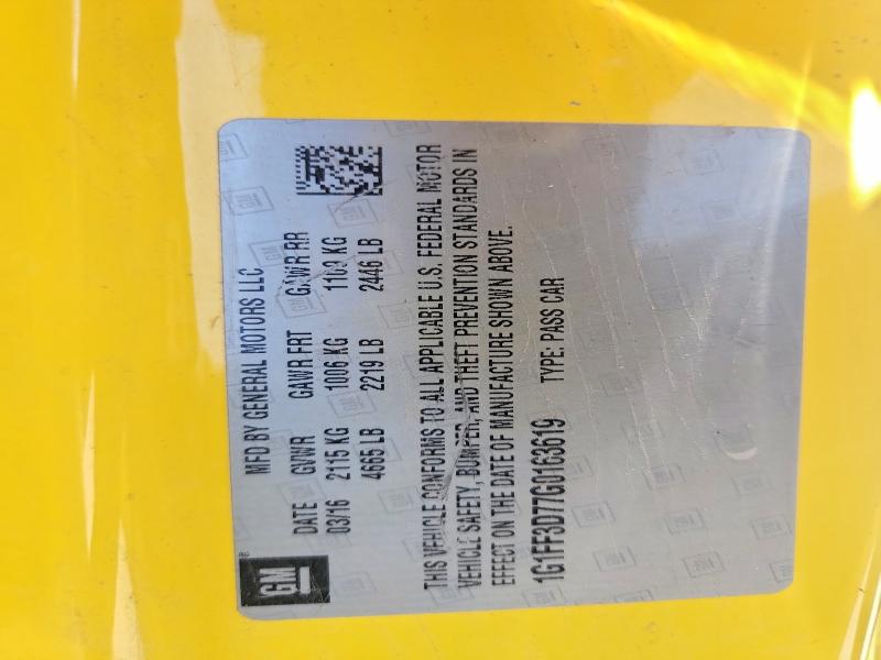 2016 Chevrolet Camaro მანქანა იყიდება აუქციონზე, vin: 1G1FF3D77G0163619, აუქციონის ნომერი: 63220006