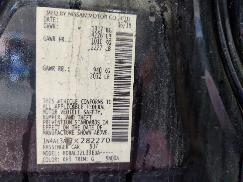 2018 Nissan Altima მანქანა იყიდება აუქციონზე, vin: 1N4AL3AP2JC282270, აუქციონის ნომერი: 63171636
