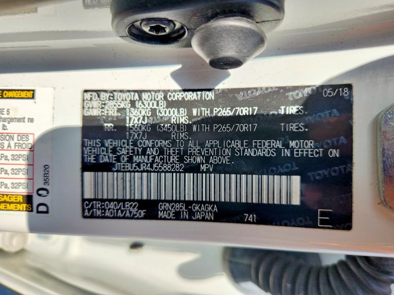 Продаж на аукціоні авто 2018 Toyota 4runner, vin: JTEBU5JR4J5588282, номер лоту: 62528266