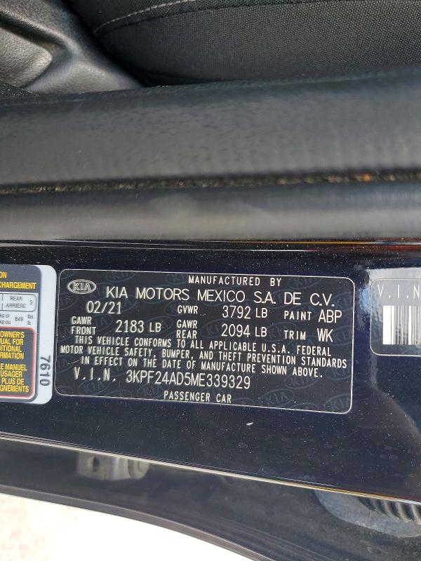 Продажа на аукционе авто 2021 Kia Forte, vin: 3KPF24AD5ME339329, номер лота: 61569666