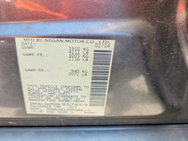 Aukcja sprzedaży 2014 Nissan Altima, vin: 1N4AL3AP0EN357669, numer aukcji: 59721386