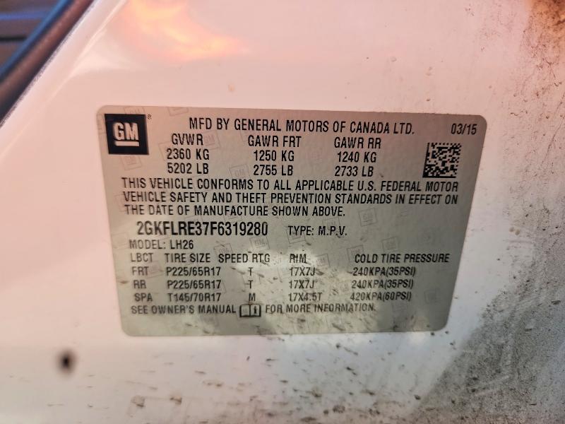 Aukcja sprzedaży 2015 Gmc Terrain, vin: 2GKFLRE37F6319280, numer aukcji: 60658956