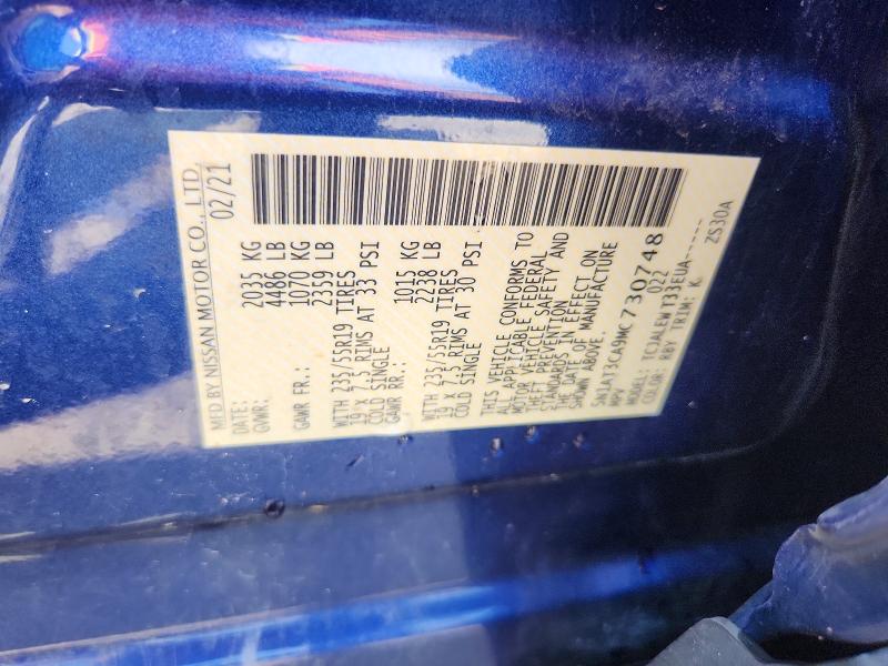 2021 Nissan Rogue მანქანა იყიდება აუქციონზე, vin: 5N1AT3CA9MC730748, აუქციონის ნომერი: 60783056