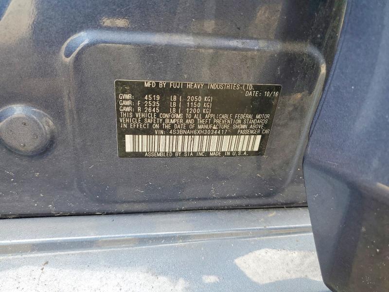 Aukcja sprzedaży 2017 Subaru Legacy, vin: 4S3BNAH6XH3034417, numer aukcji: 62582796