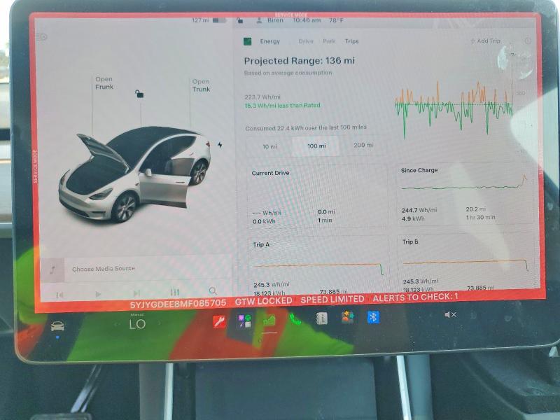 Aukcja sprzedaży 2021 Tesla Model Y, vin: 5YJYGDEE8MF085705, numer aukcji: 61790246