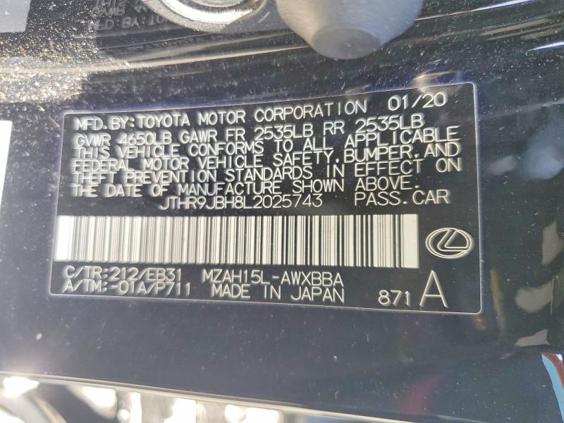 Продаж на аукціоні авто 2020 Lexus Ux, vin: JTHR9JBH8L2025743, номер лоту: 61811336