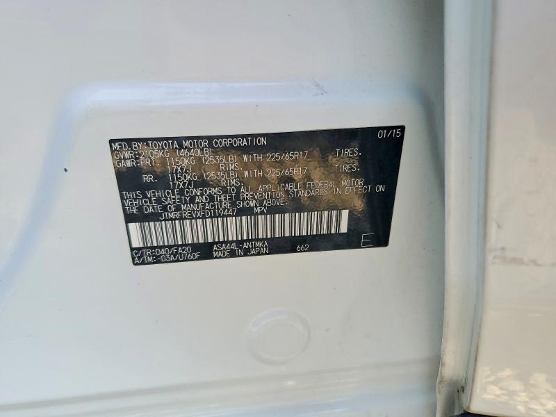 Aukcja sprzedaży 2015 Toyota Rav4, vin: JTMRFREVXFD119447, numer aukcji: 61434706