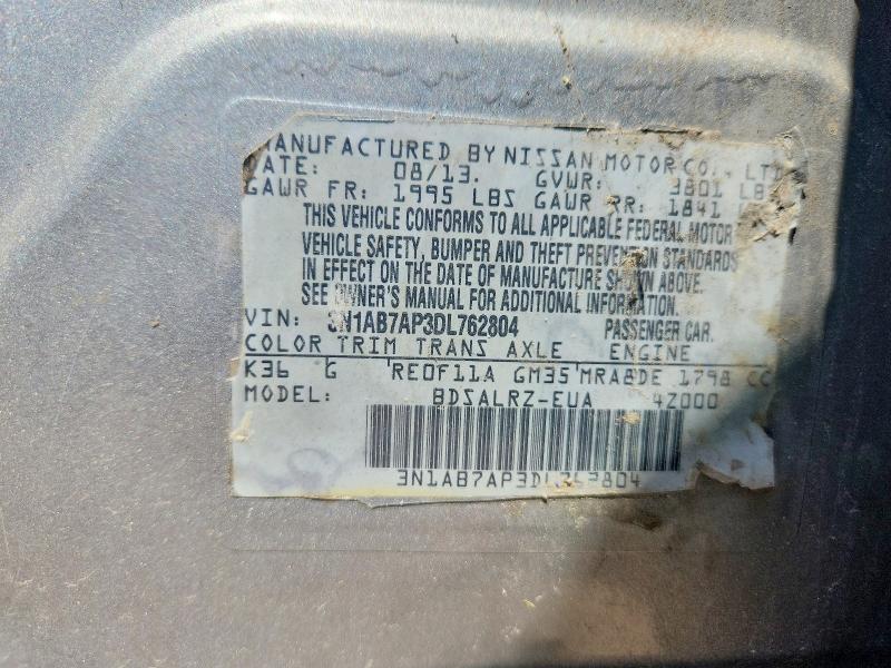 59397506 :رقم المزاد ، 3N1AB7AP3DL762804 vin ، 2013 Nissan Sentra مزاد بيع