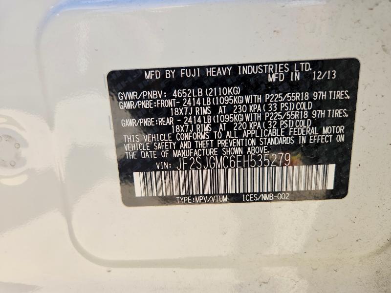 62106066 :رقم المزاد ، JF2SJGMC6EH535279 vin ، 2014 Subaru Forester مزاد بيع