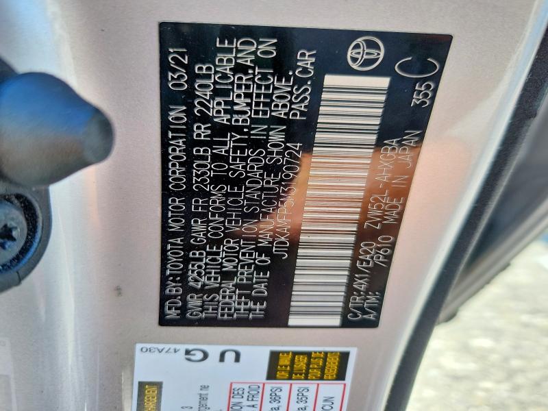 Продаж на аукціоні авто 2021 Toyota Prius Prime, vin: JTDKAMFP5M3190724, номер лоту: 60230586
