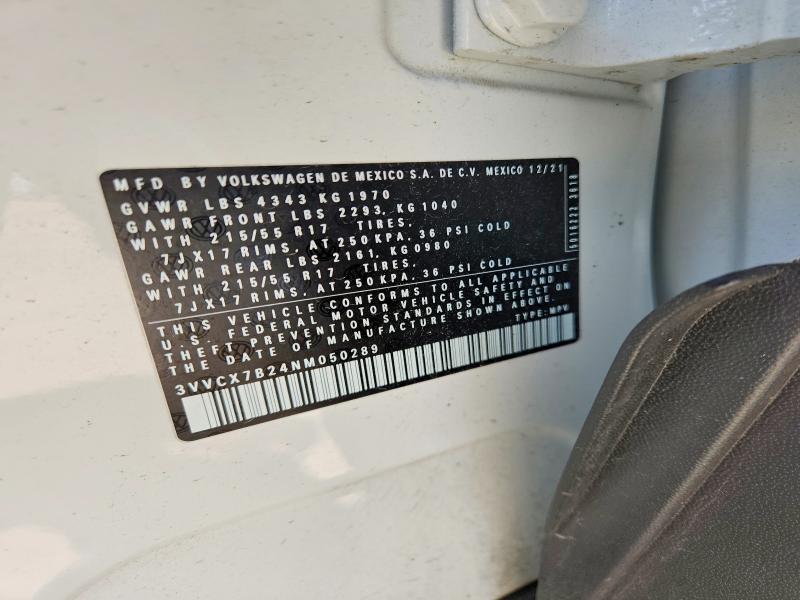 Aukcja sprzedaży 2022 Volkswagen Taos, vin: 3VVCX7B24NM050289, numer aukcji: 62717166