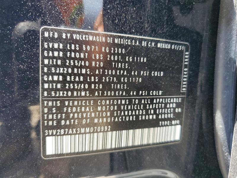 Продаж на аукціоні авто 2021 Volkswagen Tiguan, vin: 3VV2B7AX3MM070992, номер лоту: 60398596