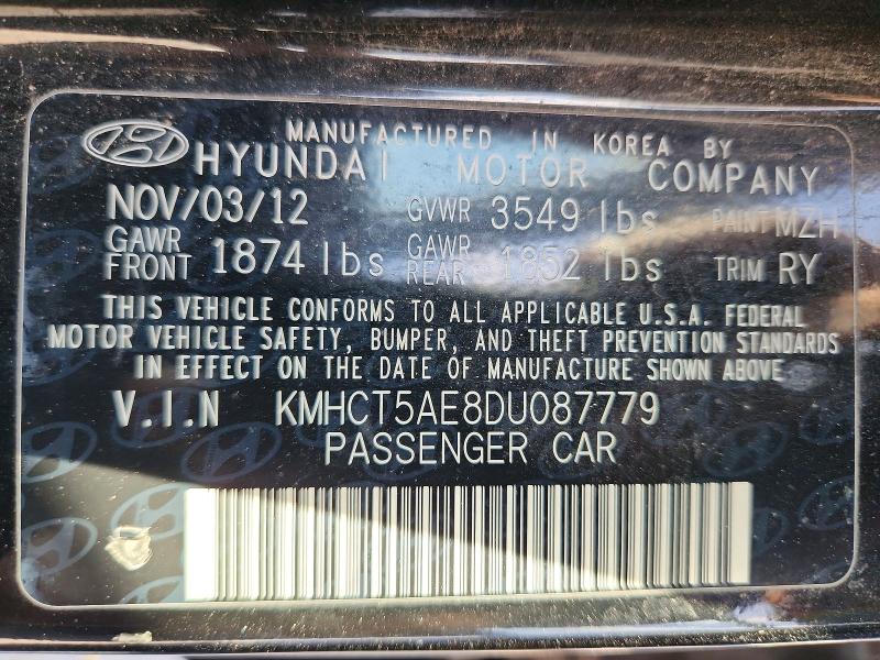61469326 :رقم المزاد ، KMHCT5AE8DU087779 vin ، 2013 Hyundai Accent مزاد بيع