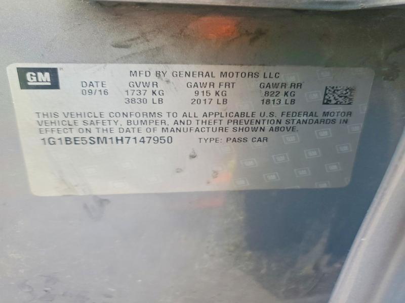 61257036 :رقم المزاد ، 1G1BE5SM1H7147950 vin ، 2017 Chevrolet Cruze مزاد بيع