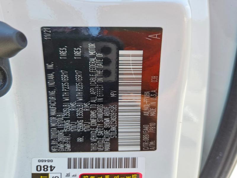 Aukcja sprzedaży 2022 Toyota Sienna, vin: 5TDJRKEC5NS091585, numer aukcji: 62597256