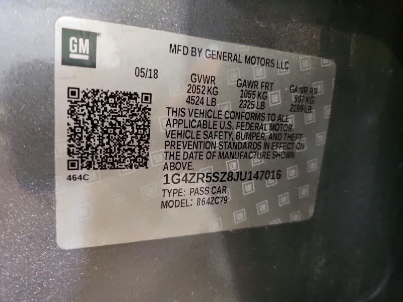 60999576 :رقم المزاد ، 1G4ZR5SZ8JU147016 vin ، 2018 Buick Lacrosse مزاد بيع