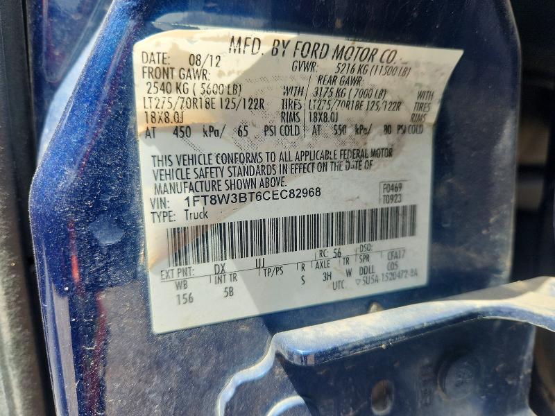 Auction sale of the 2012 Ford F350, vin: 1FT8W3BT6CEC82968, lot number: 59386666