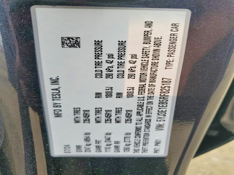 Продаж на аукціоні авто 2024 Tesla Model 3, vin: 5YJ3E1EB5RF825187, номер лоту: 61080676