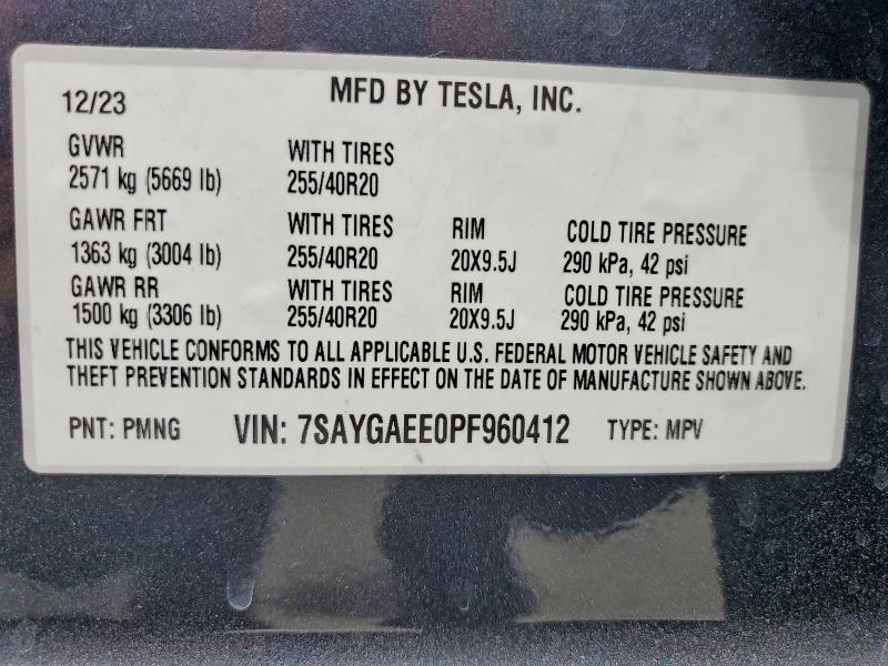 Aukcja sprzedaży 2023 Tesla Model Y, vin: 7SAYGAEE0PF960412, numer aukcji: 61859106