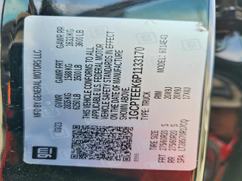 61726196 :رقم المزاد ، 1GCPTEEK6P1133170 vin ، 2023 Chevrolet Colorado مزاد بيع