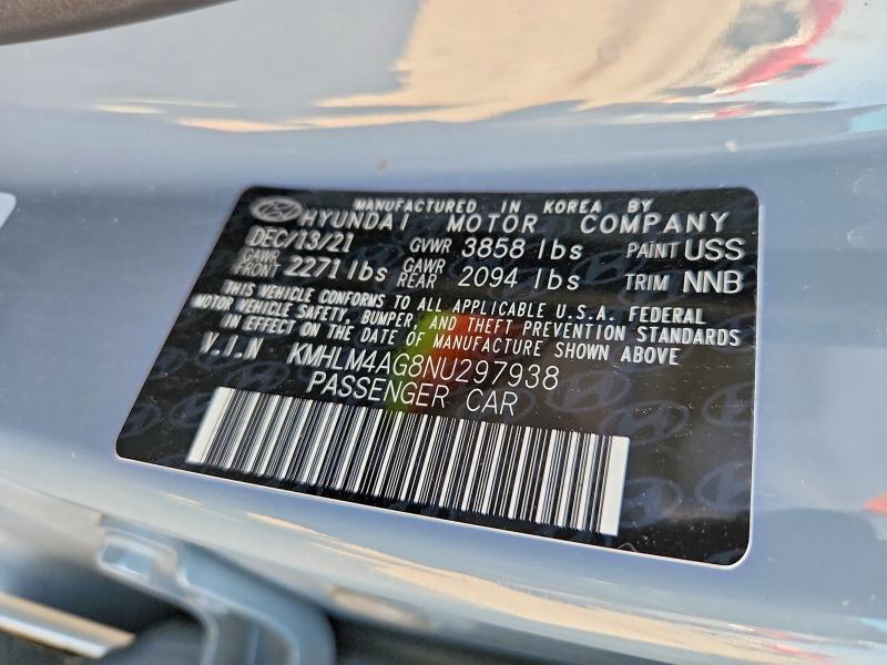2022 Hyundai Elantra მანქანა იყიდება აუქციონზე, vin: KMHLM4AG8NU297938, აუქციონის ნომერი: 58707576