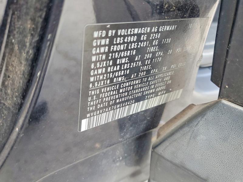 Aukcja sprzedaży 2016 Volkswagen Tiguan, vin: WVGBV7AX7GW548420, numer aukcji: 62030946