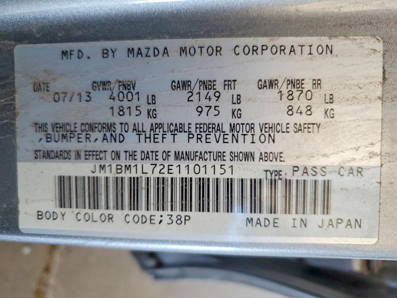 63295126 :رقم المزاد ، JM1BM1L72E1101151 vin ، 2014 Mazda 3 مزاد بيع