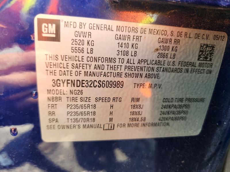 Aukcja sprzedaży 2012 Cadillac Srx, vin: 3GYFNDE32CS609989, numer aukcji: 59874906