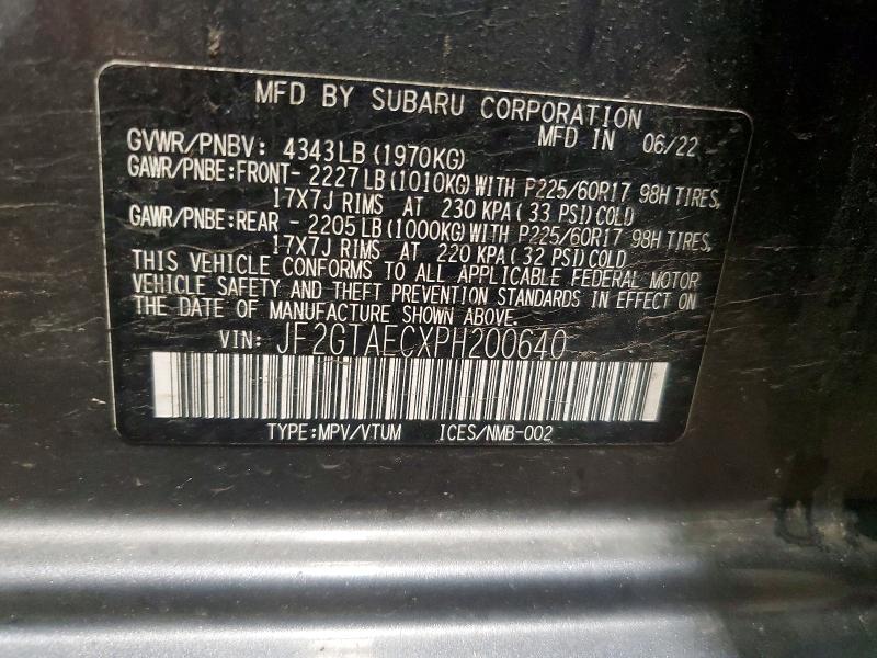 2023 Subaru Crosstrek მანქანა იყიდება აუქციონზე, vin: JF2GTAECXPH200640, აუქციონის ნომერი: 62863616