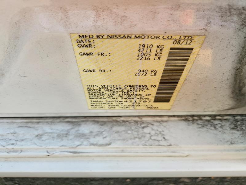 Продажа на аукционе авто 2013 Nissan Altima, vin: 1N4AL3AP3DN421797, номер лота: 59690346