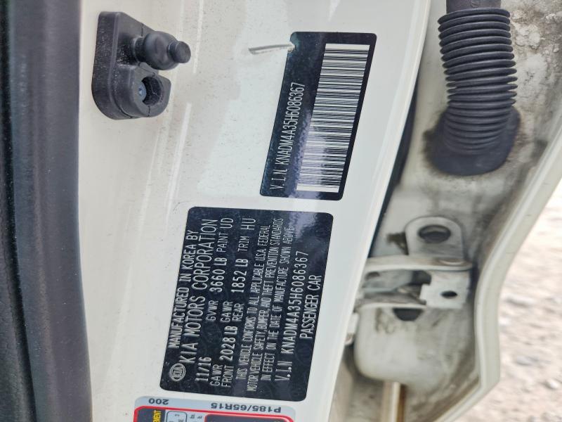 60166946 :رقم المزاد ، KNADM4A35H6086367 vin ، 2017 Kia Rio مزاد بيع