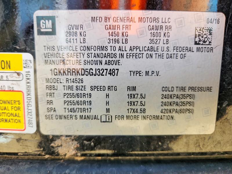 2016 Gmc Acadia მანქანა იყიდება აუქციონზე, vin: 1GKKRRKD5GJ327487, აუქციონის ნომერი: 60403236