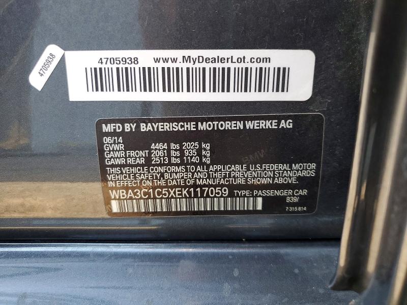 61768296 :رقم المزاد ، WBA3C1C5XEK117059 vin ، 2014 Bmw 328 مزاد بيع