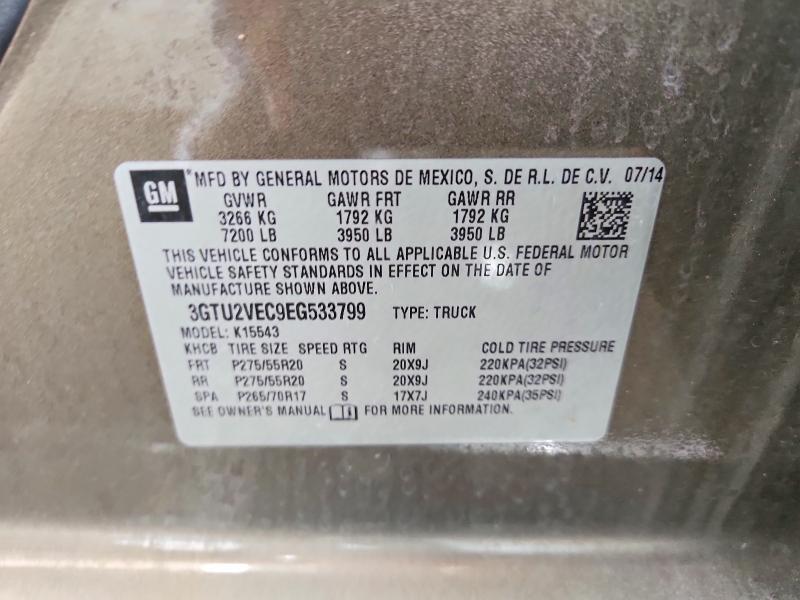 Auction sale of the 2014 Gmc Sierra, vin: 3GTU2VEC9EG533799, lot number: 59342776