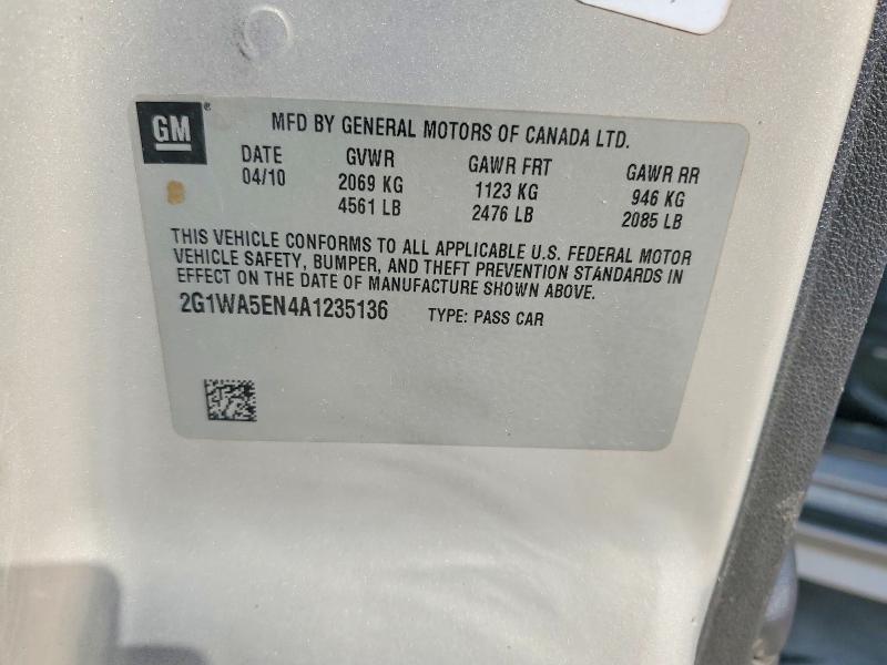 62633726 :رقم المزاد ، 2G1WA5EN4A1235136 vin ، 2010 Chevrolet Impala مزاد بيع