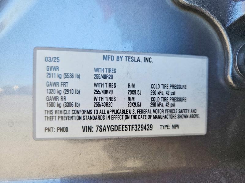 60014786 :رقم المزاد ، 7SAYGDEE5TF329439 vin ، 2026 Tesla Model Y مزاد بيع