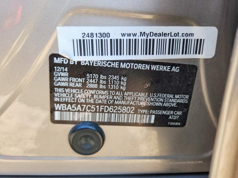 Aukcja sprzedaży 2015 Bmw 528, vin: WBA5A7C51FD625802, numer aukcji: 62618376