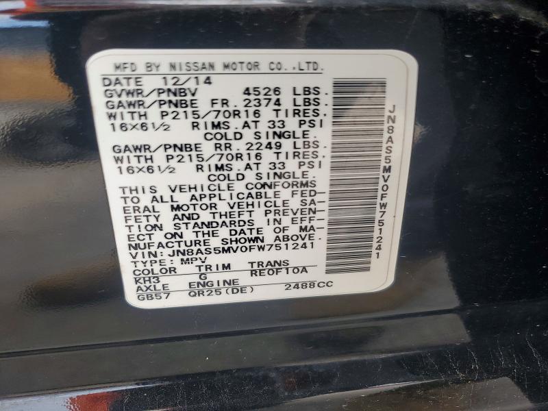 Продажа на аукционе авто 2015 Nissan Rogue Select, vin: JN8AS5MV0FW751241, номер лота: 62836306